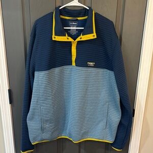 L.L. Bean Navy and Light Gray Fleece with Yellow Accents